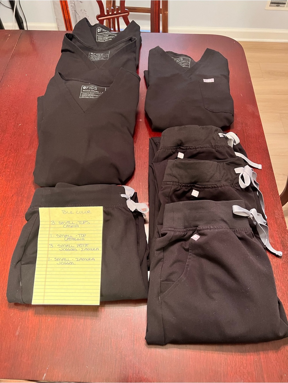 Figs! Women's Black Scrub Tops & Jogger Pants Sets - Solid Black
